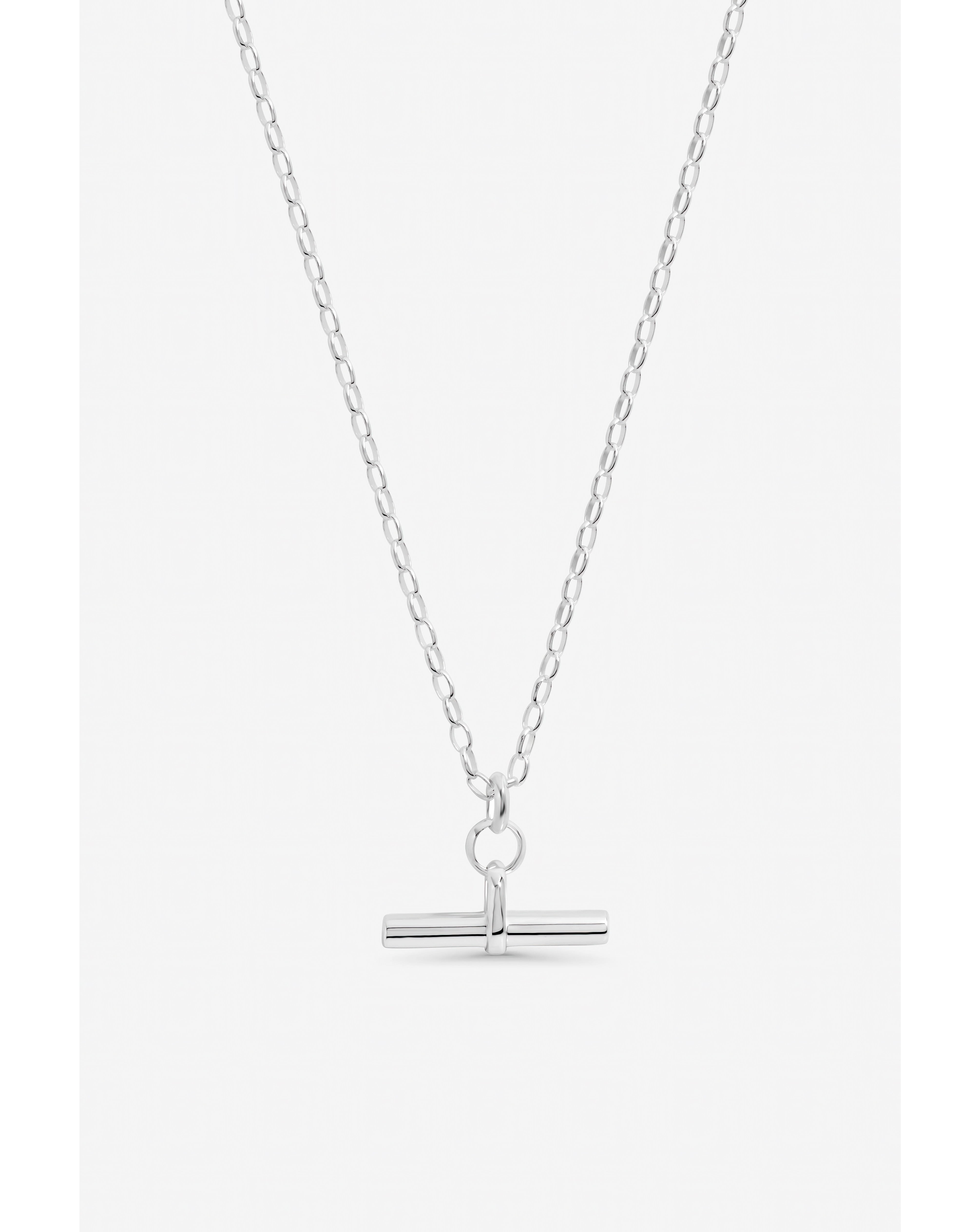 Sterling Silver Plated T-Bar Pendant