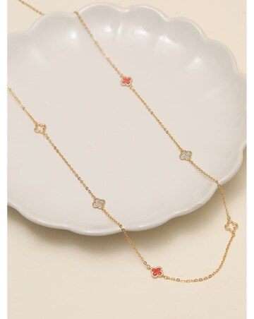 Jon Richard Gold Plated and Coral Long Station Clover Necklace