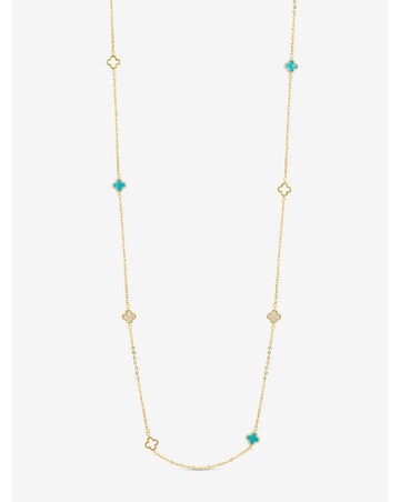 Jon Richard Gold Plated and Turquoise Long Station Clover Necklace