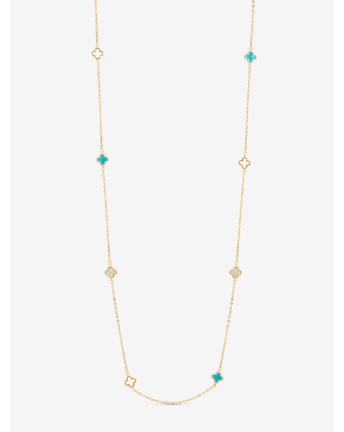 Jon Richard Gold Plated and Turquoise Long Station Clover Necklace
