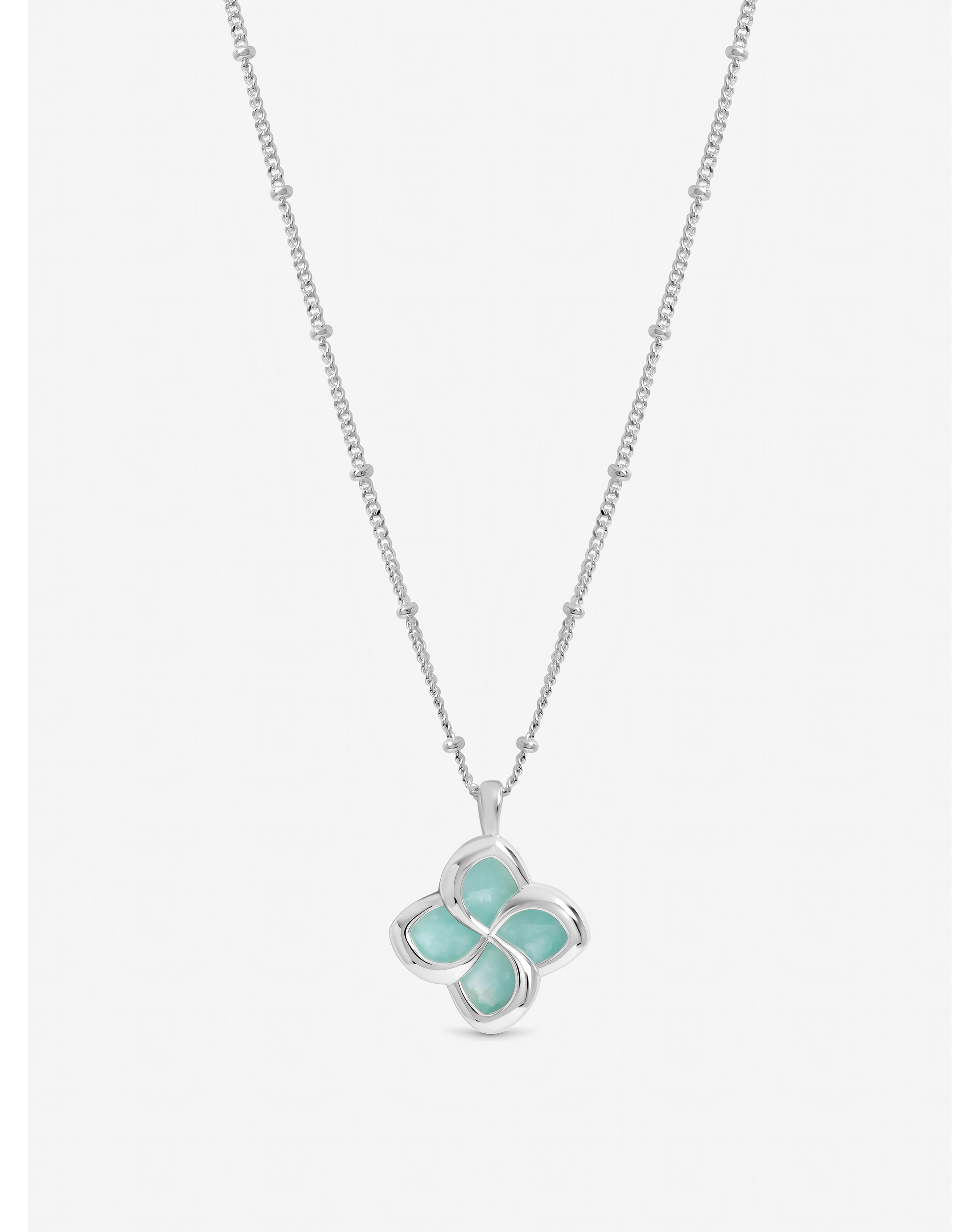 Silver Plated Turquoise Clover Pendant