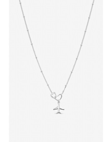 Inicio Sterling Silver Plated Interlink Heart Plane Necklace - Gift Pouch
