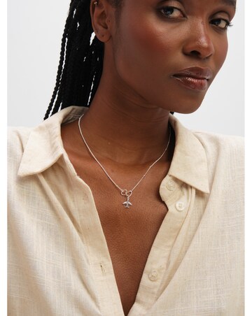 Inicio Sterling Silver Plated Interlink Heart Plane Necklace - Gift Pouch