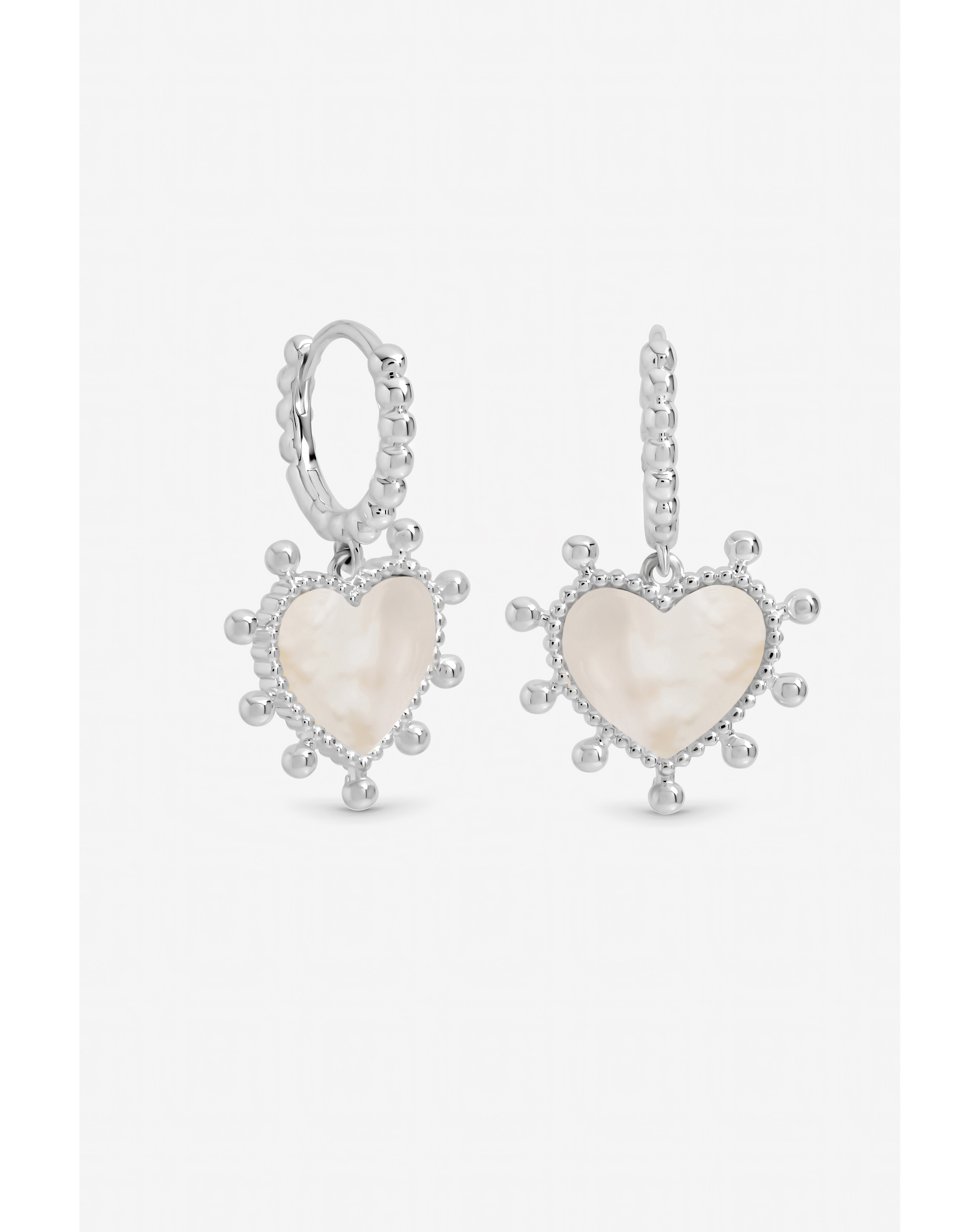 Mother of Pearl Heart Charm Hoops