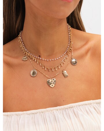 Mood Gold Plated Celestial Charm Multirow Necklace