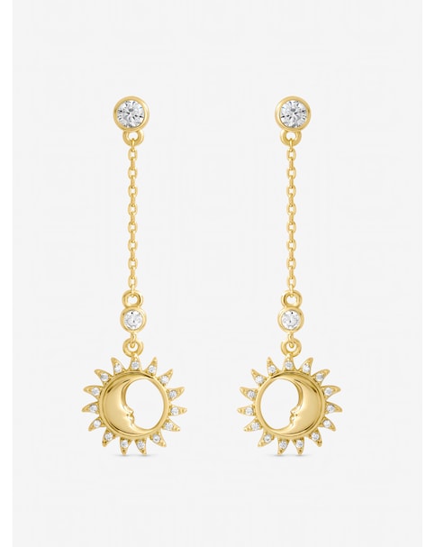 Inicio Gold Plated and Mother of Pearl Sun Earrings - Gift Pouch