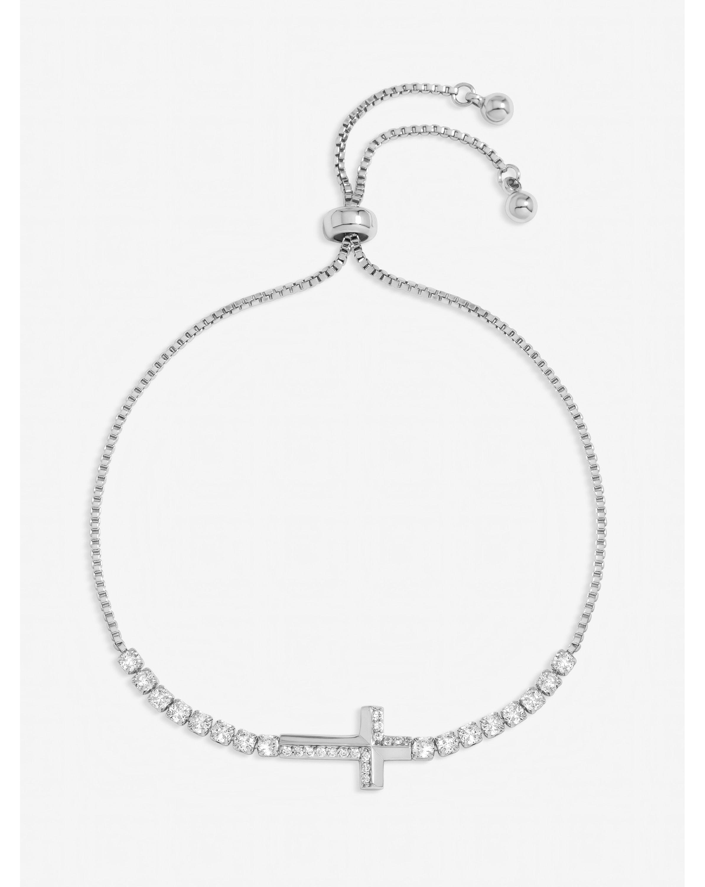 Silver Crystal Cross Toggle Bracelet