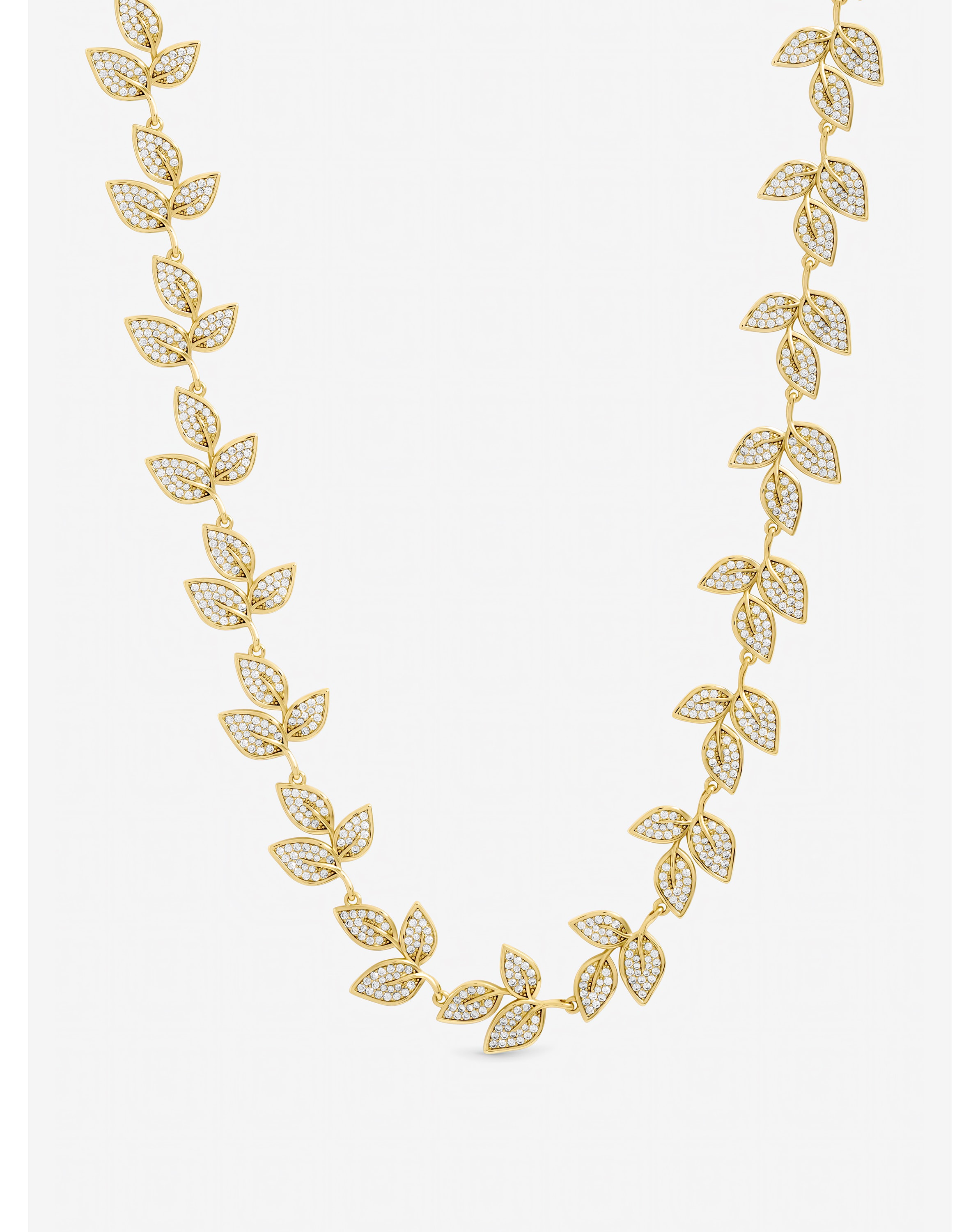 Gold Plated Cubic Zirconia Leaf Necklace