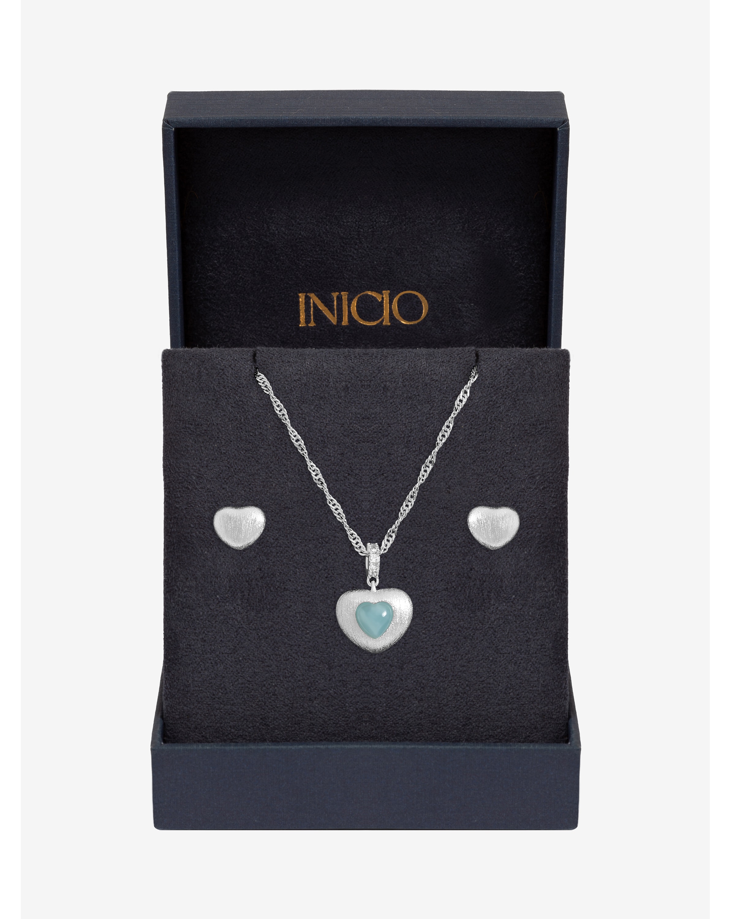 New In - Silver Satin Heart Set - Gift Box