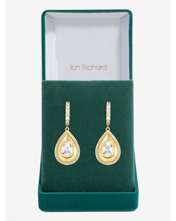 Jon Richard Gold Plated and Diamond Cut Peardrop Earrings