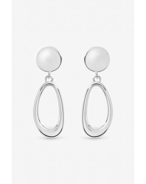 Inicio Sterling Silver Plated Polished Open Double Drop Earrings