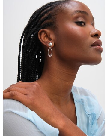 Inicio Sterling Silver Plated Polished Open Double Drop Earrings