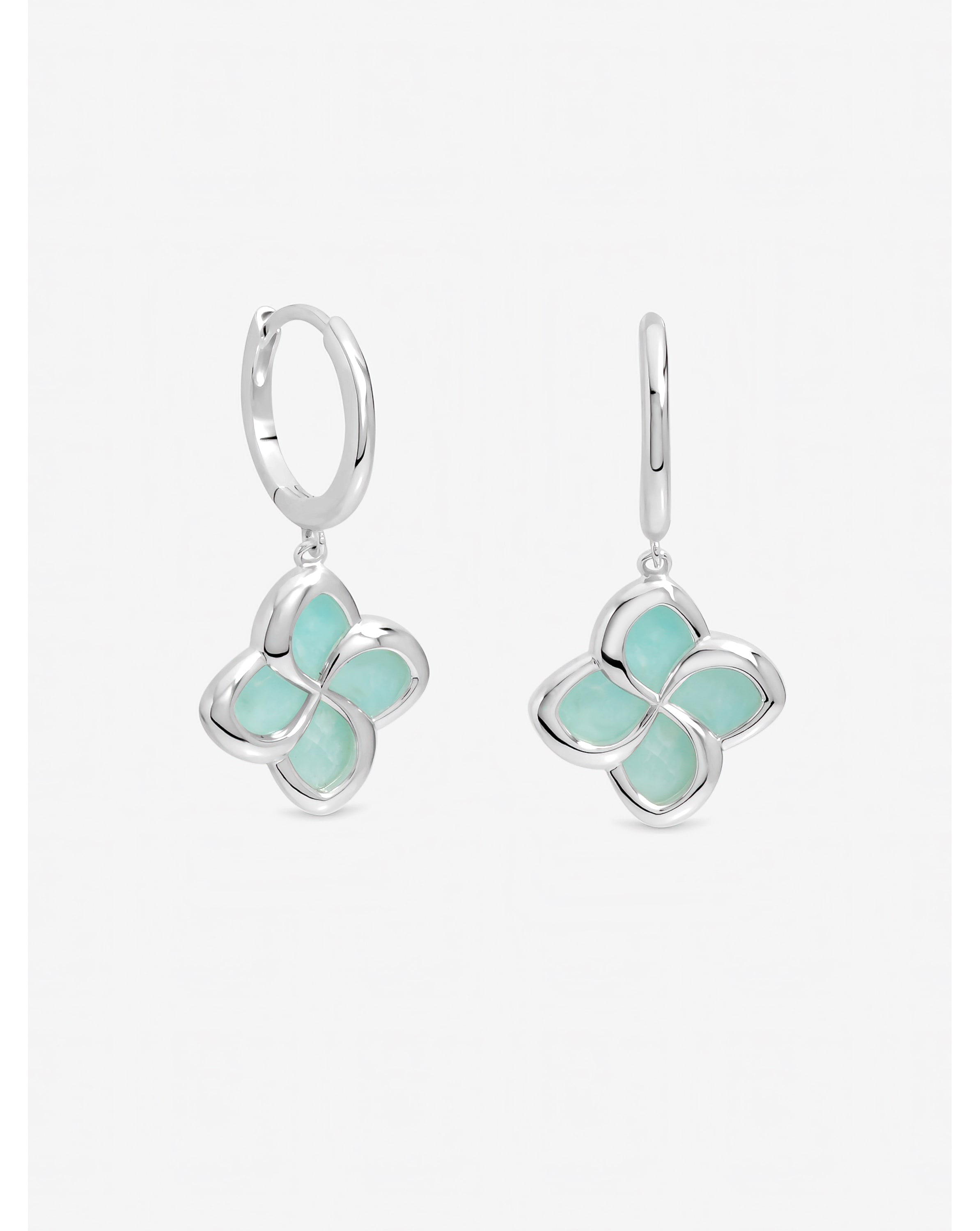 Turquoise Clover Huggie Hoops