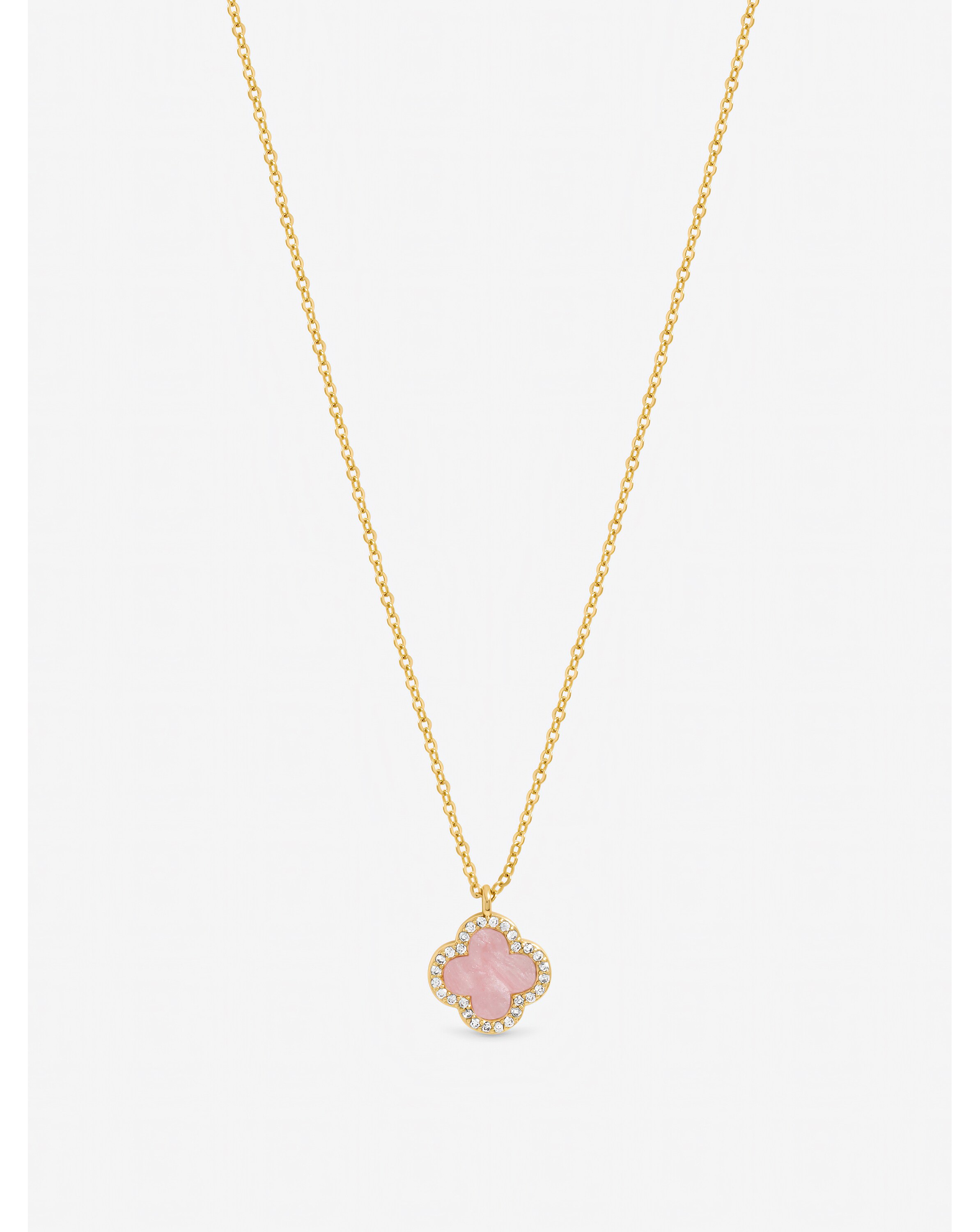 Gold Plated Pink Clover Pendant