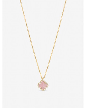Jon Richard Gold Plated and Pink Clover Pendant Necklace