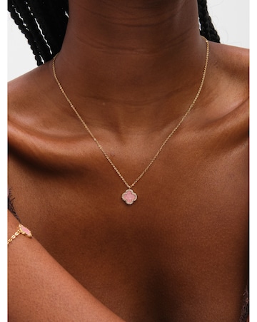 Jon Richard Gold Plated and Pink Clover Pendant Necklace