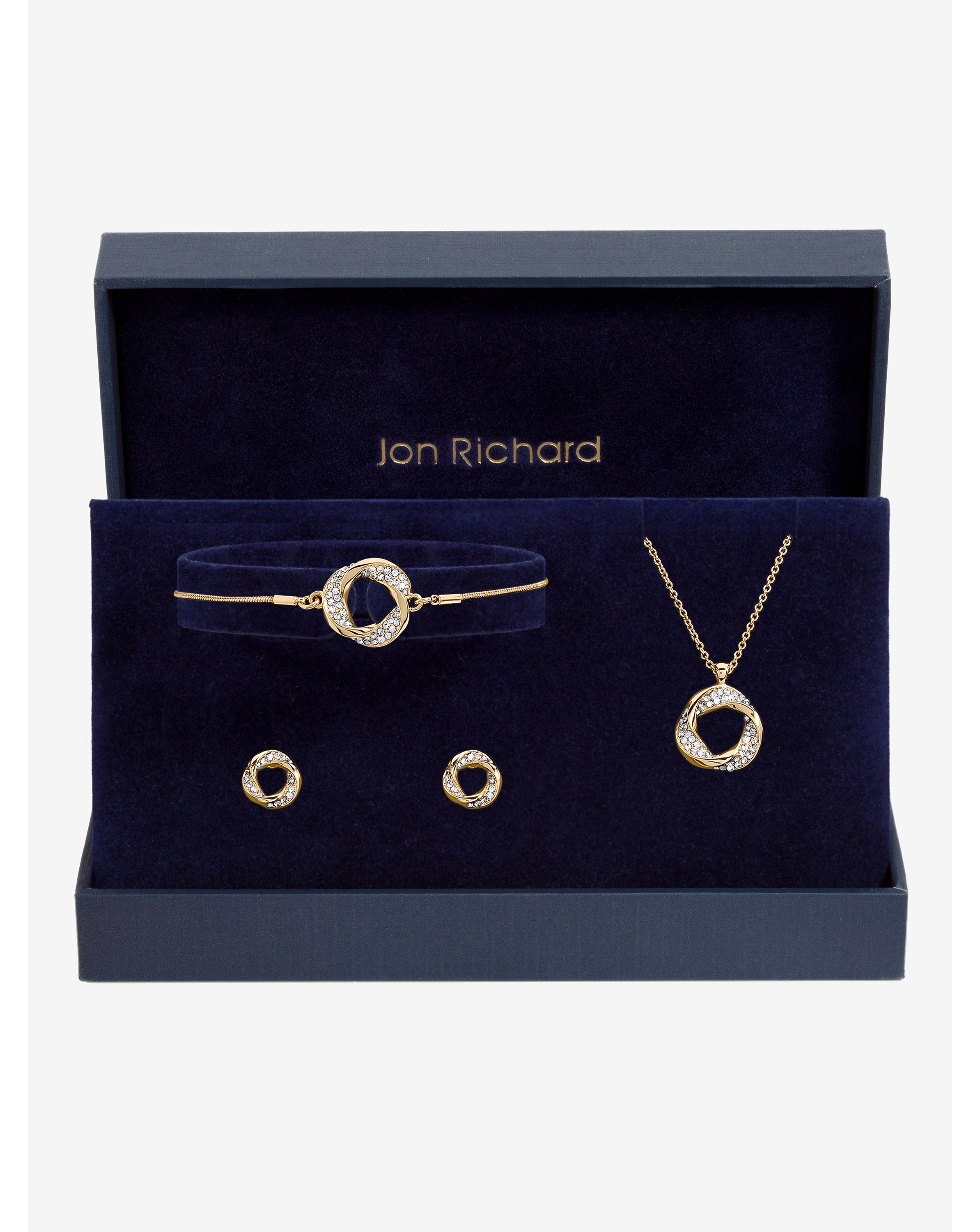 Gold Plated Crystal Knot Set - Gift Box