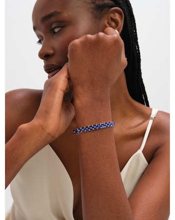 Jon Richard Silver Plated and Sapphire Chain Stretch Bracelet