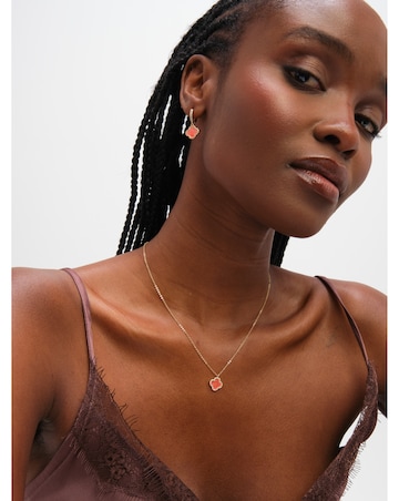 Jon Richard Gold Plated and Coral Clover Pendant Necklace