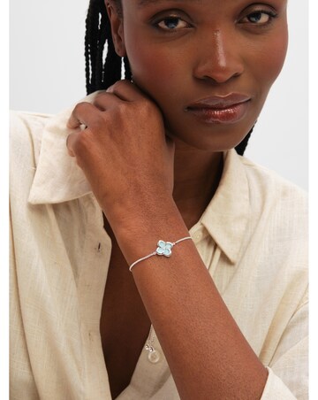 Inicio Sterling Silver Plated Turquoise Clover Toggle Bracelet