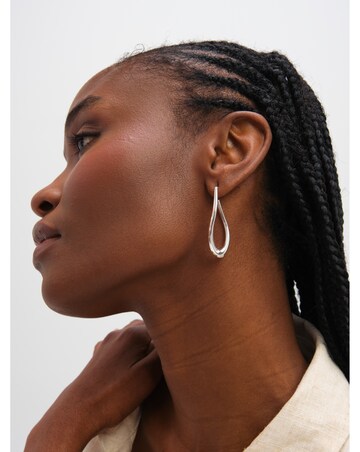 Inicio Sterling Silver Plated Large Organic Polished Hoops