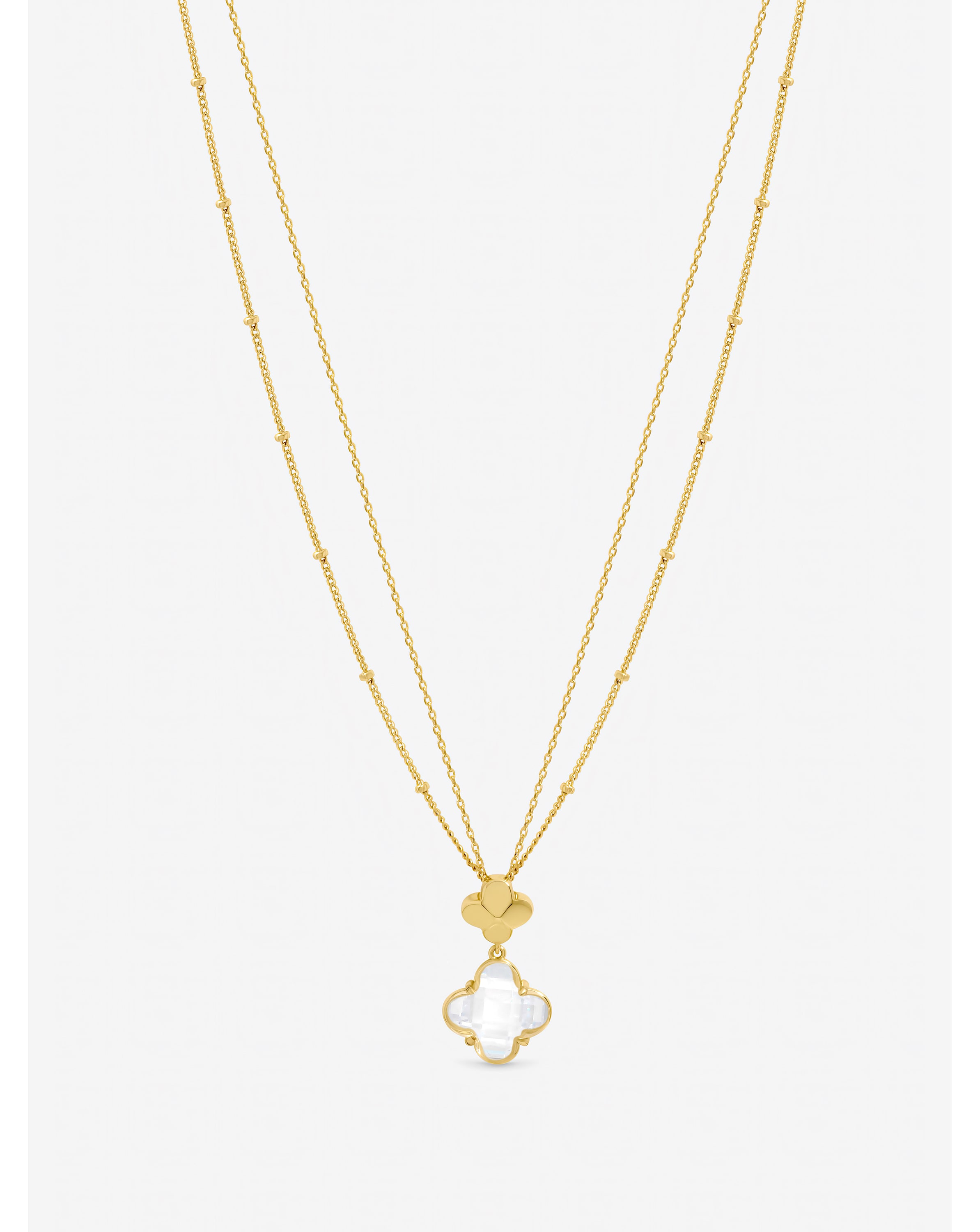 New In - Gold Polished and Crystal Clover Pendant