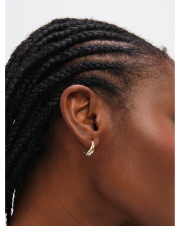 Inicio Sterling Silver Plated Two Tone Twist Hoop Earrings