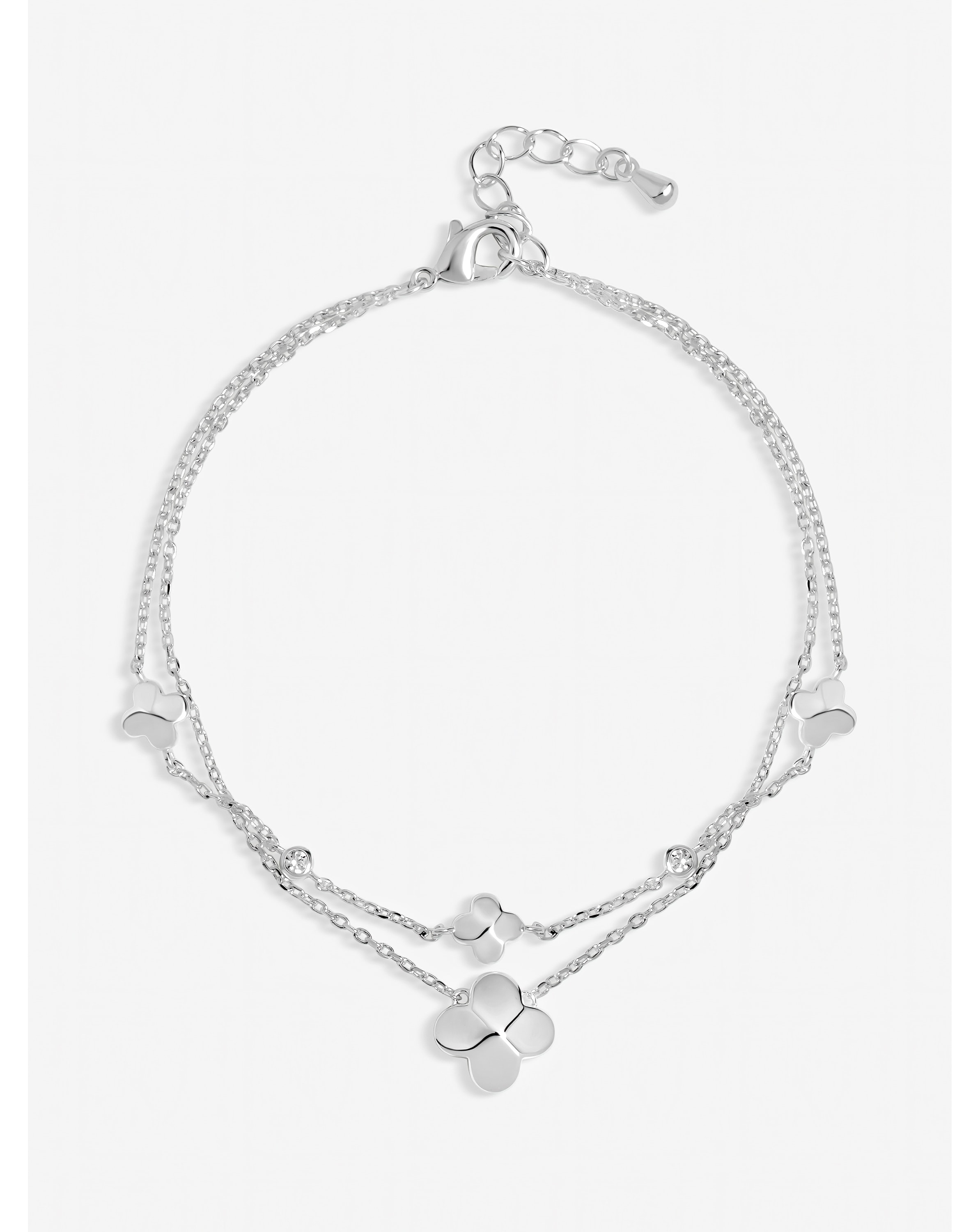New In - Double Row Bezel Station Clover Bracelet