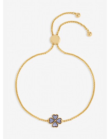Jon Richard Gold Plated and Lilac Enamel Heart Clover Toggle Bracelet