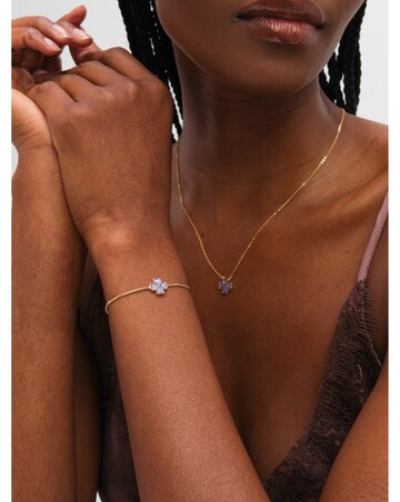 Jon Richard Gold Plated and Lilac Enamel Heart Clover Toggle Bracelet