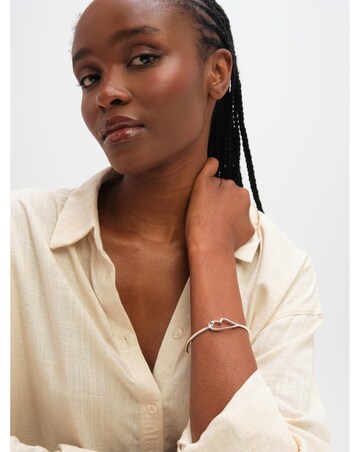 Inicio Sterling Silver Plated Polished Heart Bangle - Gift Pouch