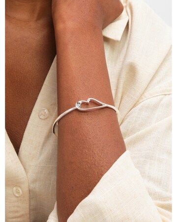 Inicio Sterling Silver Plated Polished Heart Bangle - Gift Pouch