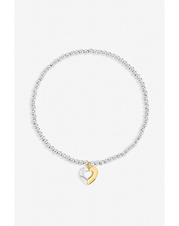 Inicio Sterling Silver Plated Two Tone Heart Stretch Bracelet - Gift Pouch