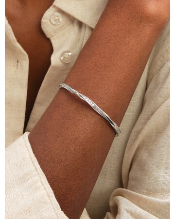 Jon Richard Rhodium Plated and Pave Twist Bangle