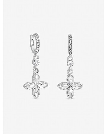 Jon Richard Silver Plated and Crystal Clover Earrings