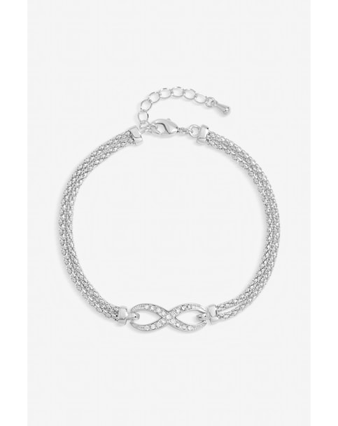 Inicio Sterling Silver Plated Premium Pave Infinity Bracelet - Gift Pouch