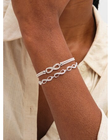 Inicio Sterling Silver Plated Premium Pave Infinity Bracelet - Gift Pouch