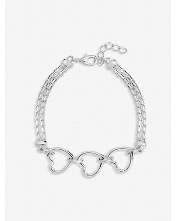 Inicio Sterling Silver Plated Interlink Heart Bracelet - Gift Pouch
