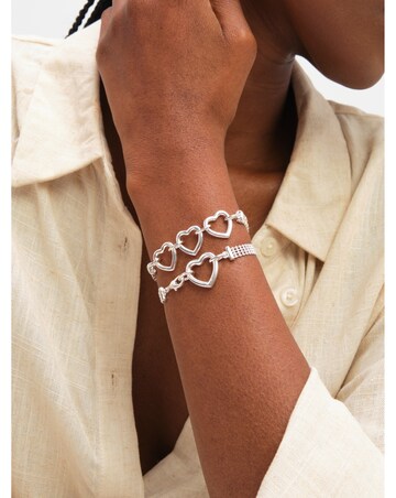 Inicio Sterling Silver Plated Interlink Heart Bracelet - Gift Pouch