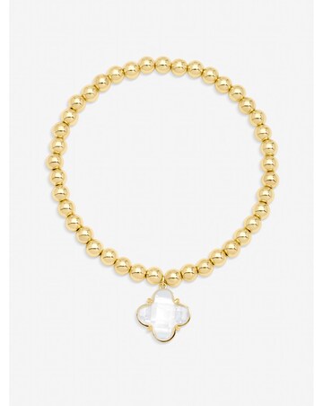 Jon Richard Gold Polished and Crystal Clover Stretch Bracelet