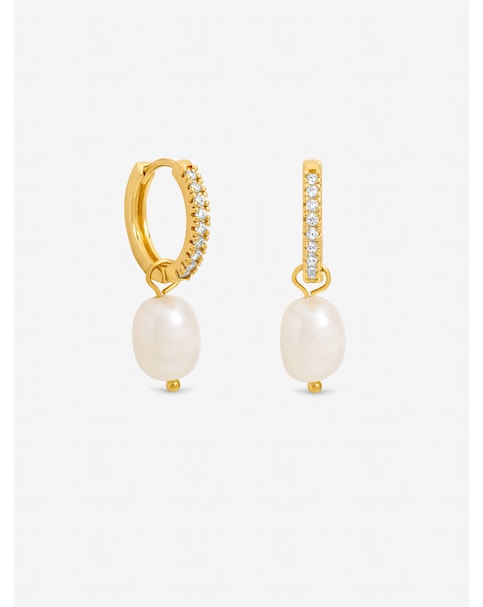 Jon Richard Gold Plated Real Freshwater Pearl Huggie Earrings