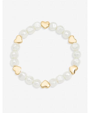 Jon Richard Gold Plated Pearl and Polished Heart Bracelet