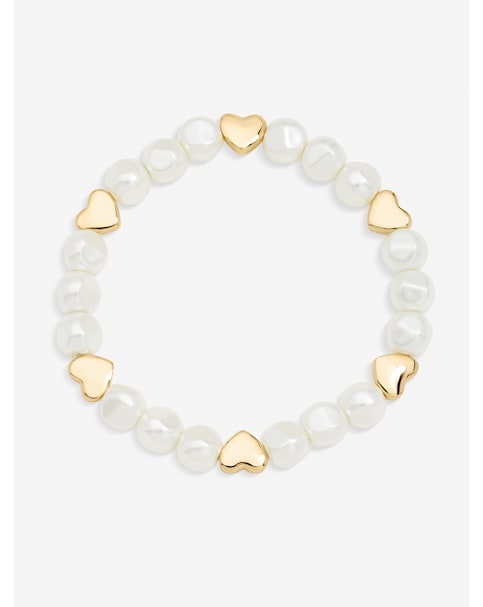Jon Richard Gold Plated Pearl and Polished Heart Bracelet