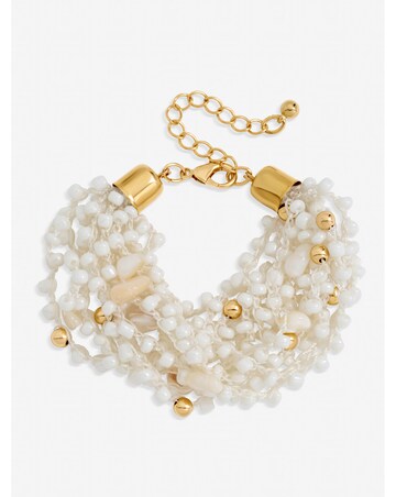 Mood Gold Plated Statement Multirow Beaded Bracelet
