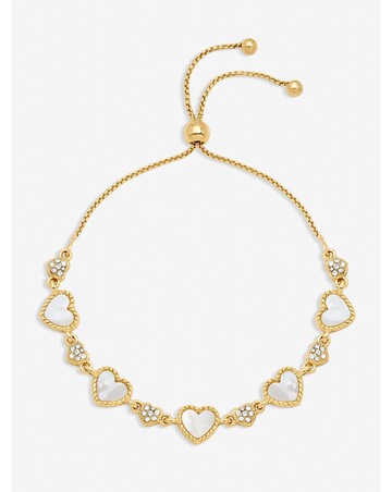 Jon Richard Gold Plated Pave and Mother of Pearl Heart Toggle Bracelet