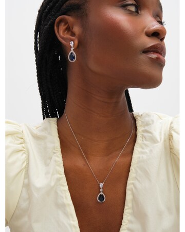 Jon Richard Rhodium Plated Cubic Zirconia Sapphire Pendant Necklace