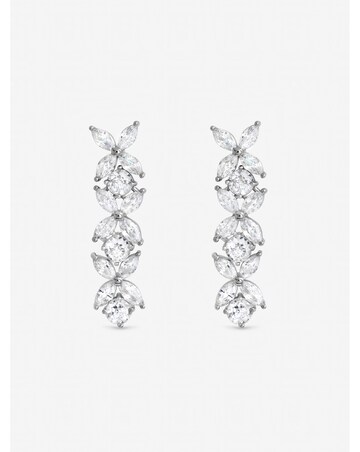 Jon Richard Rhodium Plated Cubic Zirconia Floral Earrings