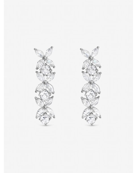 Jon Richard Rhodium Plated Cubic Zirconia Floral Earrings