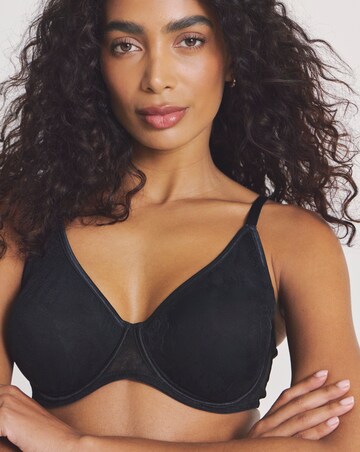 Pretty Secrets Moulded Lace Wired Bra (B-F) Black