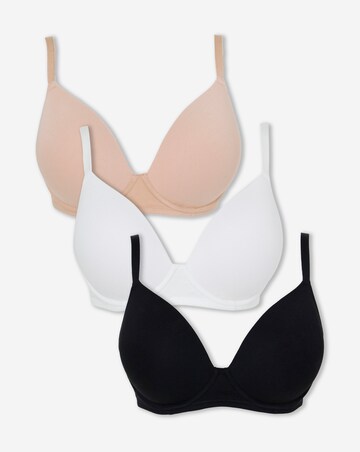 Pretty Secrets (3 Pack) Cotton T-Shirt Bras (B-F) Black/White/Blush